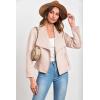 imagePRETTYGARDEN Womens Faux Suede Jackets 2025 Fashion Fall Clothes Long Sleeve Open Front Cropped Coat OutwearBeige Apricot
