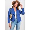 imagePRETTYGARDEN Womens Faux Suede Jackets 2025 Fashion Fall Clothes Long Sleeve Open Front Cropped Coat OutwearBlue