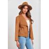 imagePRETTYGARDEN Womens Faux Suede Jackets 2025 Fashion Fall Clothes Long Sleeve Open Front Cropped Coat OutwearBrown