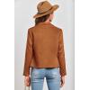 imagePRETTYGARDEN Womens Faux Suede Jackets 2025 Fashion Fall Clothes Long Sleeve Open Front Cropped Coat OutwearBrown