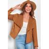 imagePRETTYGARDEN Womens Faux Suede Jackets 2025 Fashion Fall Clothes Long Sleeve Open Front Cropped Coat OutwearBrown