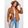imagePRETTYGARDEN Womens Faux Suede Jackets 2025 Fashion Fall Clothes Long Sleeve Open Front Cropped Coat OutwearBrown
