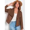 imagePRETTYGARDEN Womens Faux Suede Jackets 2025 Fashion Fall Clothes Long Sleeve Open Front Cropped Coat OutwearCoffee