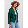 imagePRETTYGARDEN Womens Faux Suede Jackets 2025 Fashion Fall Clothes Long Sleeve Open Front Cropped Coat OutwearDark Green