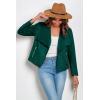imagePRETTYGARDEN Womens Faux Suede Jackets 2025 Fashion Fall Clothes Long Sleeve Open Front Cropped Coat OutwearDark Green