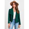 imagePRETTYGARDEN Womens Faux Suede Jackets 2025 Fashion Fall Clothes Long Sleeve Open Front Cropped Coat OutwearDark Green