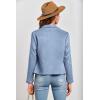 imagePRETTYGARDEN Womens Faux Suede Jackets 2025 Fashion Fall Clothes Long Sleeve Open Front Cropped Coat OutwearLight Blue