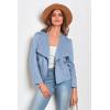 imagePRETTYGARDEN Womens Faux Suede Jackets 2025 Fashion Fall Clothes Long Sleeve Open Front Cropped Coat OutwearLight Blue