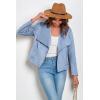 imagePRETTYGARDEN Womens Faux Suede Jackets 2025 Fashion Fall Clothes Long Sleeve Open Front Cropped Coat OutwearLight Blue