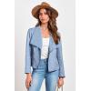 imagePRETTYGARDEN Womens Faux Suede Jackets 2025 Fashion Fall Clothes Long Sleeve Open Front Cropped Coat OutwearLight Blue