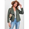 imagePRETTYGARDEN Womens Faux Suede Jackets 2025 Fashion Fall Clothes Long Sleeve Open Front Cropped Coat OutwearLight Green