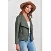imagePRETTYGARDEN Womens Faux Suede Jackets 2025 Fashion Fall Clothes Long Sleeve Open Front Cropped Coat OutwearLight Green