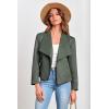 imagePRETTYGARDEN Womens Faux Suede Jackets 2025 Fashion Fall Clothes Long Sleeve Open Front Cropped Coat OutwearLight Green