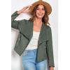 imagePRETTYGARDEN Womens Faux Suede Jackets 2025 Fashion Fall Clothes Long Sleeve Open Front Cropped Coat OutwearLight Green