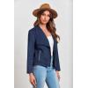 imagePRETTYGARDEN Womens Faux Suede Jackets 2025 Fashion Fall Clothes Long Sleeve Open Front Cropped Coat OutwearNavy