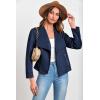 imagePRETTYGARDEN Womens Faux Suede Jackets 2025 Fashion Fall Clothes Long Sleeve Open Front Cropped Coat OutwearNavy