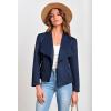 imagePRETTYGARDEN Womens Faux Suede Jackets 2025 Fashion Fall Clothes Long Sleeve Open Front Cropped Coat OutwearNavy