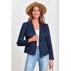 imagePRETTYGARDEN Womens Faux Suede Jackets 2025 Fashion Fall Clothes Long Sleeve Open Front Cropped Coat OutwearNavy