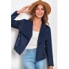 imagePRETTYGARDEN Womens Faux Suede Jackets 2025 Fashion Fall Clothes Long Sleeve Open Front Cropped Coat OutwearNavy