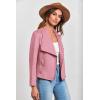 imagePRETTYGARDEN Womens Faux Suede Jackets 2025 Fashion Fall Clothes Long Sleeve Open Front Cropped Coat OutwearPink