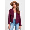 imagePRETTYGARDEN Womens Faux Suede Jackets 2025 Fashion Fall Clothes Long Sleeve Open Front Cropped Coat OutwearPurple Red