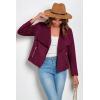 imagePRETTYGARDEN Womens Faux Suede Jackets 2025 Fashion Fall Clothes Long Sleeve Open Front Cropped Coat OutwearPurple Red