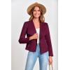 imagePRETTYGARDEN Womens Faux Suede Jackets 2025 Fashion Fall Clothes Long Sleeve Open Front Cropped Coat OutwearPurple Red