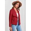 imagePRETTYGARDEN Womens Faux Suede Jackets 2025 Fashion Fall Clothes Long Sleeve Open Front Cropped Coat OutwearRed