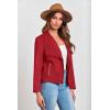 imagePRETTYGARDEN Womens Faux Suede Jackets 2025 Fashion Fall Clothes Long Sleeve Open Front Cropped Coat OutwearRed
