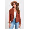 imagePRETTYGARDEN Womens Faux Suede Jackets 2025 Fashion Fall Clothes Long Sleeve Open Front Cropped Coat OutwearRust Red