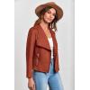 imagePRETTYGARDEN Womens Faux Suede Jackets 2025 Fashion Fall Clothes Long Sleeve Open Front Cropped Coat OutwearRust Red