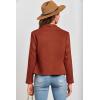 imagePRETTYGARDEN Womens Faux Suede Jackets 2025 Fashion Fall Clothes Long Sleeve Open Front Cropped Coat OutwearRust Red