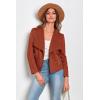 imagePRETTYGARDEN Womens Faux Suede Jackets 2025 Fashion Fall Clothes Long Sleeve Open Front Cropped Coat OutwearRust Red