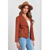 imagePRETTYGARDEN Womens Faux Suede Jackets 2025 Fashion Fall Clothes Long Sleeve Open Front Cropped Coat OutwearRust Red