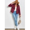 imagePRETTYGARDEN Womens Faux Suede Jackets 2025 Fashion Fall Clothes Long Sleeve Open Front Cropped Coat OutwearWine Red