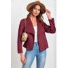 imagePRETTYGARDEN Womens Faux Suede Jackets 2025 Fashion Fall Clothes Long Sleeve Open Front Cropped Coat OutwearWine Red