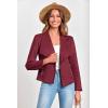 imagePRETTYGARDEN Womens Faux Suede Jackets 2025 Fashion Fall Clothes Long Sleeve Open Front Cropped Coat OutwearWine Red