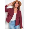 imagePRETTYGARDEN Womens Faux Suede Jackets 2025 Fashion Fall Clothes Long Sleeve Open Front Cropped Coat OutwearWine Red