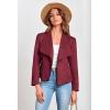 imagePRETTYGARDEN Womens Faux Suede Jackets 2025 Fashion Fall Clothes Long Sleeve Open Front Cropped Coat OutwearWine Red