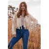 imagePRETTYGARDEN Womens Fringe Faux Suede Leather Jackets Fall Fashion 2025 Tassel Motorcycle Cropped CoatsBeige Apricot