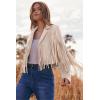 imagePRETTYGARDEN Womens Fringe Faux Suede Leather Jackets Fall Fashion 2025 Tassel Motorcycle Cropped CoatsBeige Apricot