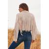 imagePRETTYGARDEN Womens Fringe Faux Suede Leather Jackets Fall Fashion 2025 Tassel Motorcycle Cropped CoatsBeige Apricot