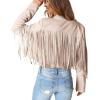 imagePRETTYGARDEN Womens Fringe Faux Suede Leather Jackets Fall Fashion 2025 Tassel Motorcycle Cropped CoatsBeige Apricot