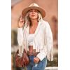 imagePRETTYGARDEN Womens Fringe Faux Suede Leather Jackets Fall Fashion 2025 Tassel Motorcycle Cropped CoatsBeige White