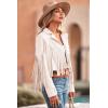 imagePRETTYGARDEN Womens Fringe Faux Suede Leather Jackets Fall Fashion 2025 Tassel Motorcycle Cropped CoatsBeige White