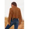 imagePRETTYGARDEN Womens Fringe Faux Suede Leather Jackets Fall Fashion 2025 Tassel Motorcycle Cropped CoatsBrown Yellow