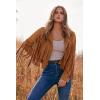 imagePRETTYGARDEN Womens Fringe Faux Suede Leather Jackets Fall Fashion 2025 Tassel Motorcycle Cropped CoatsBrown Yellow