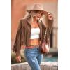 imagePRETTYGARDEN Womens Fringe Faux Suede Leather Jackets Fall Fashion 2025 Tassel Motorcycle Cropped CoatsCoffee