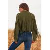imagePRETTYGARDEN Womens Fringe Faux Suede Leather Jackets Fall Fashion 2025 Tassel Motorcycle Cropped CoatsDark Army Green