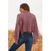 imagePRETTYGARDEN Womens Fringe Faux Suede Leather Jackets Fall Fashion 2025 Tassel Motorcycle Cropped CoatsDark Pink